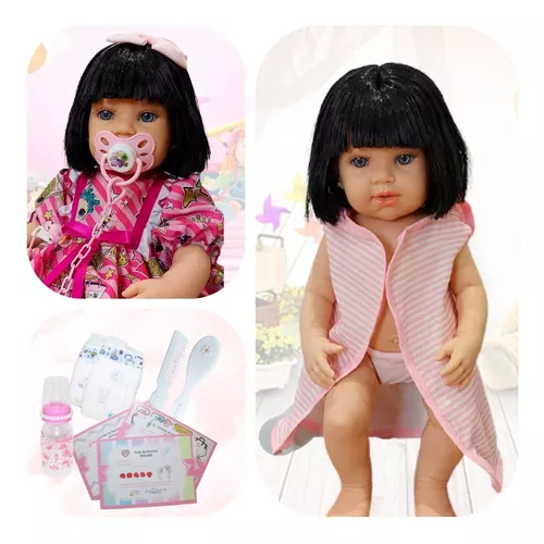 BEBÊ REBORN MEGA REALISTA KITTY TODA MIMOSA EM SILICONE COM KIT DE ROUPINHAS  - Maternidade Mundo Baby Reborn