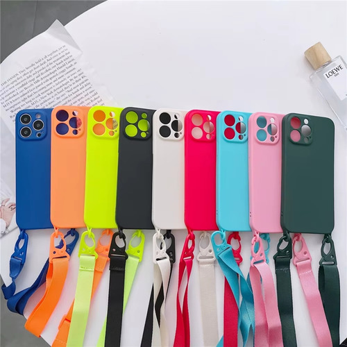 Capa Com Alça Compatível iPhone 13, 14, 15 Promax Cores Luxo