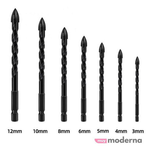 Imagen 8 de 10 de Set De 7 Brocas Universales Multifunción Triangulares Muymo®