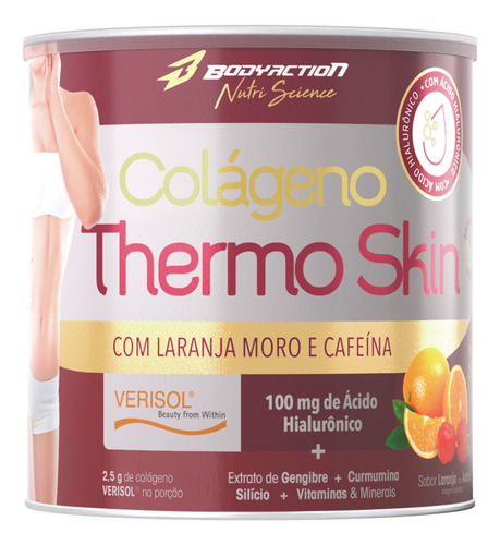 Colágeno Thermo Skin 200g Cafeína Laranja Moro Bodyaction Sabor Laranja com acerola