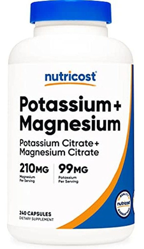Nutricost Potasio (99 Mg) Magnesio (210 Mg) Citratos, 240 Cá