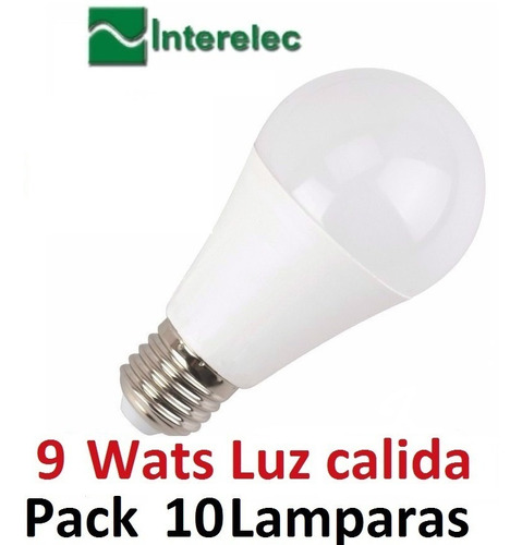 Lampara Foco Led 9w Luz Calida Interelec Pack X10u. E Flex