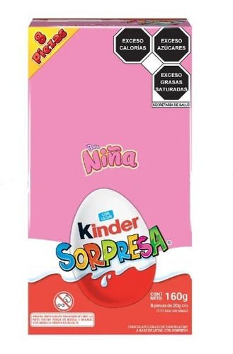 Kinder Sorpresa 8 Huevos De Chocolate Con Leche Niña 160g