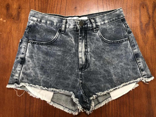 Short Complot De Jean Gris Tiro Alto -fashion Trash-