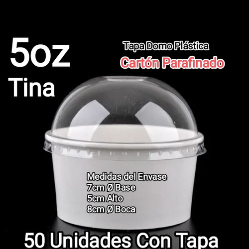 Tina 5oz Helados Yogurt Ensaladas 50 Unid Carton Parafinado