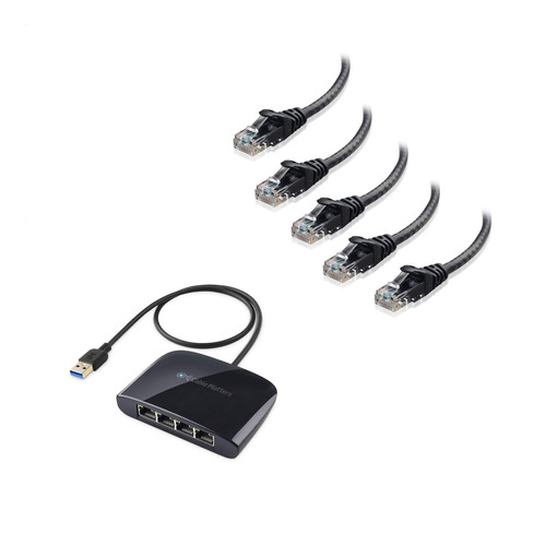 5 Cabl Ethernet Corto Enganche Cat6 Negro 3 Pie Usb 3.1 4