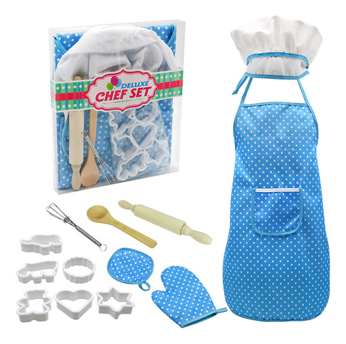 Set De Cocina Infantil 13 Pcs Con Gorro Del Chef Delantal Gu