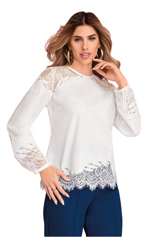 Camisa Ivory Con Tira Bordada 991-90