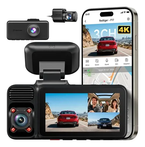 Dash Cam Redtiger F17 4K (3 Canales con GPS)