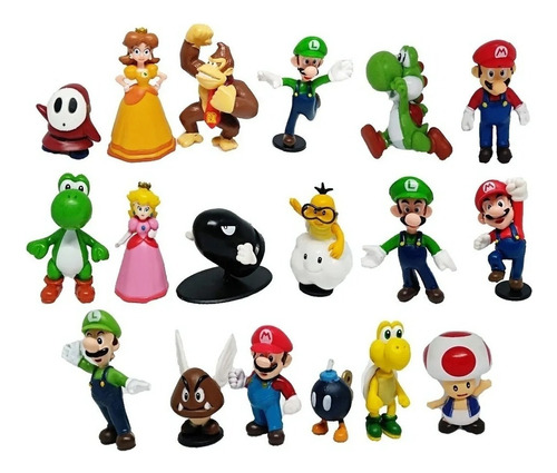 18 Mario Bros - Mini Figura De Juguete Yoshi Luigi Toad Donk