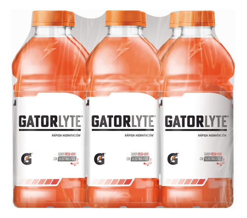 Gatorlyte, Fresa-kiwi, Bebida C/electrolitos, 6 Pack, 591 Ml