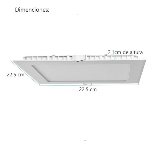 Imagen 2 de 6 de Panel Led Cuadrado 18 W Plafon Embutir Interelec Luz Fria