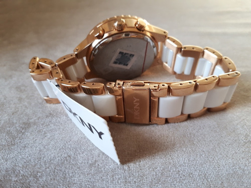 Relógio Original Donna Karan Dourado E Branco Em Cerâmica