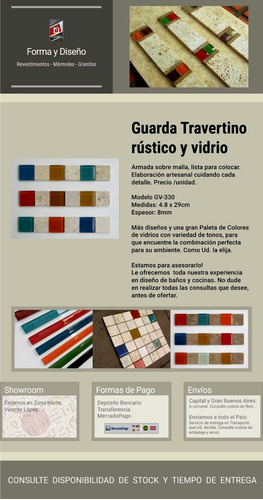 Imagen 2 de 7 de Guarda Travertino, Venecitas Vidrio, Gv330 - Forma Y Diseño