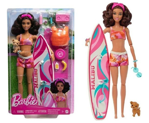 Barbie: Amiga Surfista En La Playa Con Accesorios Y Mascota