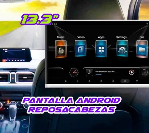 Pantalla Apoya Cabezas 13.3 Pulgadas, Android