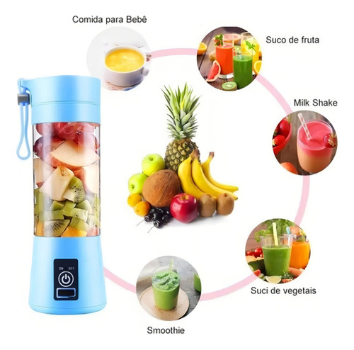 Mini Liquidificador Mixer Garrafa Copo Portátil Recaregável