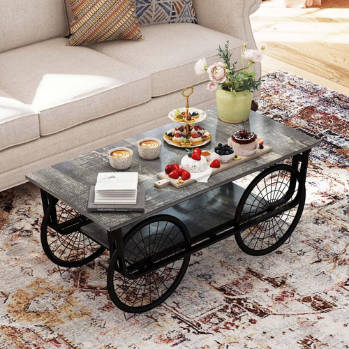 Mesa Auxiliar Rectangular De Estilo Moderno Con 4 Ruedas