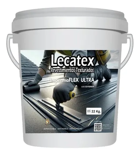 Membrana de Caucho Lecatex, techos Pisos 22 Kilos Acabado Mate Color Negro