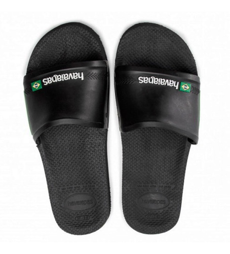 Ojotas Havaianas  Slide Brasil Tira Ancha Chinelas Negra