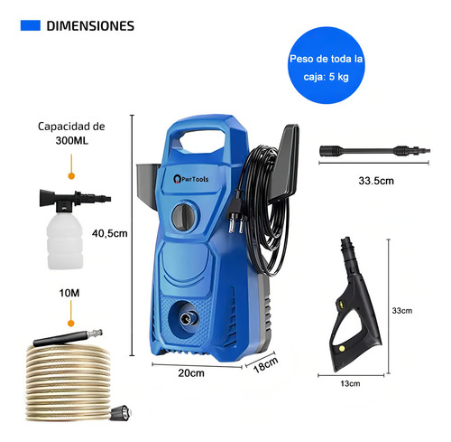 Hidrolavadora Eléctrica Alta Presión 3100 Psi Máxima 3000w PwrTools YC0493-JY- BLUE 127V