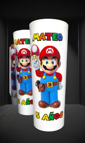 Vasos Mario Bros. Personalizados X 10