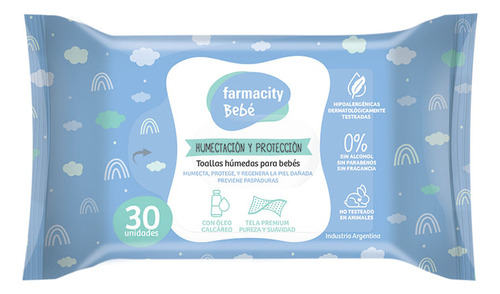 Toallitas húmedas Farmacity Bebé Oleo Calcáreo 30 u pack x 1