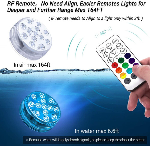 Luces Led Grandes Sumergible Rgb Pack 12 Luces+3 Controles A