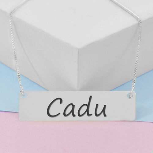 Colar Pers. Chapinha Gravado Nome Cadu Banhado Prata 1000