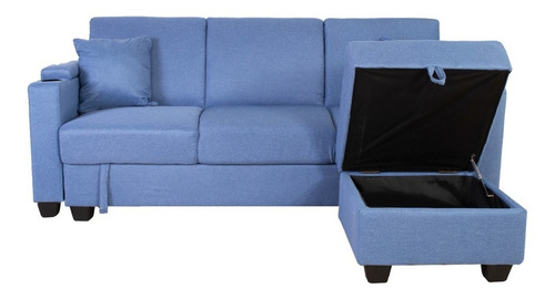 Imagen 2 de 4 de Sofá Cama C/puff, Navy Divino