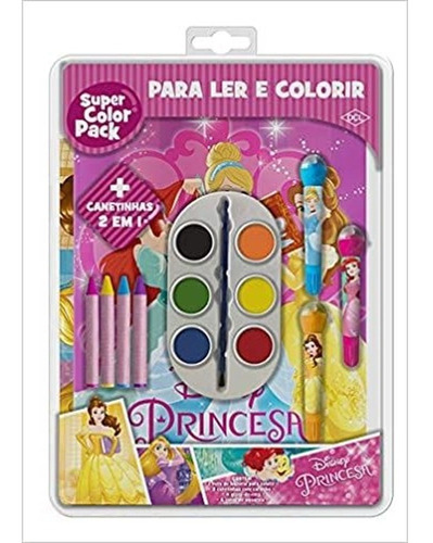 Kit Aquarela Tinta Pincel Cores Infantil Princesas Meninas 