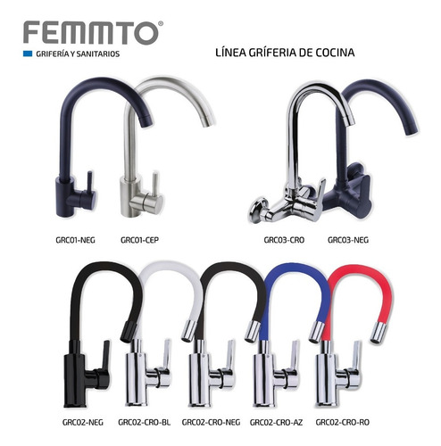 Griferia De Cocina Vanitory Canilla Monocomando Pared Baño