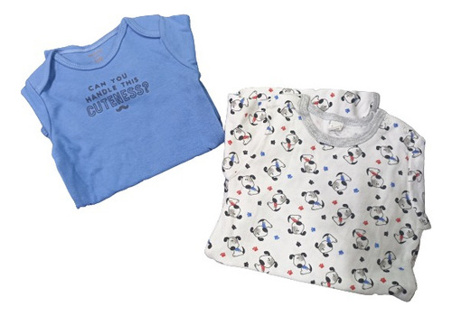 Pack 2 Bodys Manga Larga Estampados Algodón Bebés 6-9 Meses