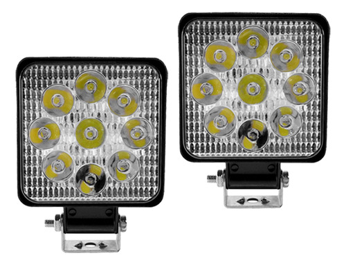 Kit 02 Farol Quadrado Mini 9 Led Milha Off Road 12v/24v Jeep