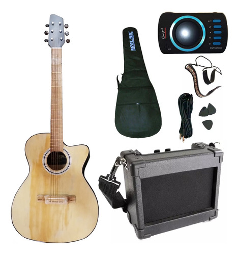 Guitarra Electroacustica Amplificador Afinador Accesorios Cu Color Natural Orientación De La Mano Derecha