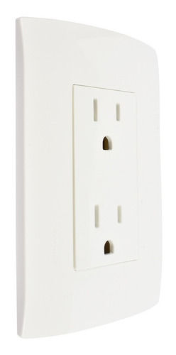 Toma De Corriente Dúplex Con Placa Blanca 15 A Color Blanco