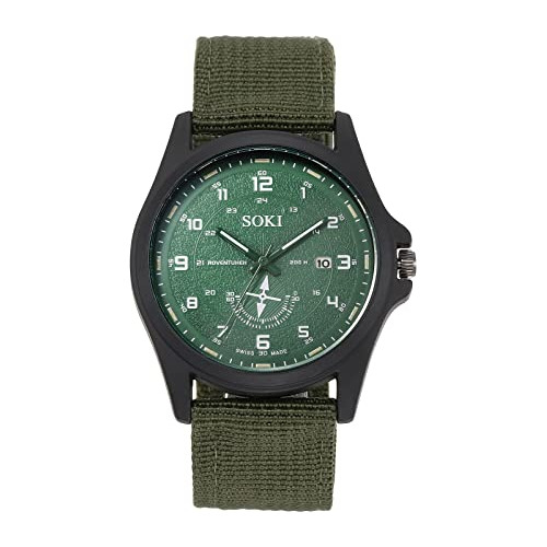 Reloj Militar Hombre Nylon Cuero Quarzo Luminoso Xmas