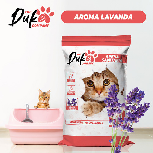 Arena Para Gato 20 Kilos Duke Bentonita Aglutinante Lavanda