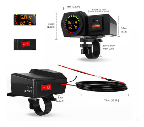 [ Cargador Usb Modificado Para Motocicleta Qc 3.0 Puerto Usb