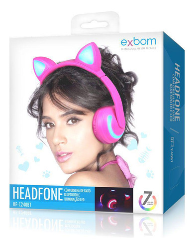 Fone De Ouvido Bluetooth Orelha De Gato Com Led Headfone