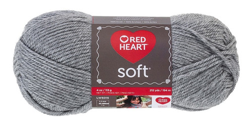Estambre Acrílico Suave Multicolor Soft Yarn Red Heart Coats Color Light Grey Heather 9440