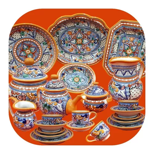 Vajilla De Talavera Para 12 Personas En Color Envio Gratis V