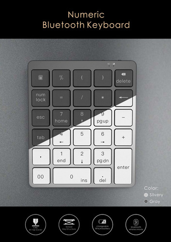 . Para Para Teclado Numérico Bluetooth Recargable Con