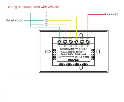 Interruptor Inteligente Wifi Luz Smart Blanco Alexa 4 Bandas