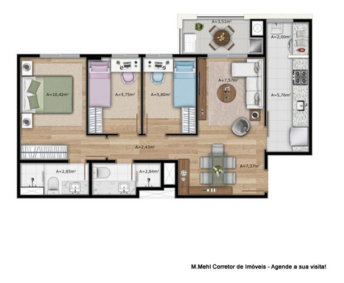 Imagem 23 de 30 de Apartamento Com 2 Dormitórios À Venda Com 157m² Por R$ 335.000,00 No Bairro Neoville - Curitiba / Pr - M2ne-sng