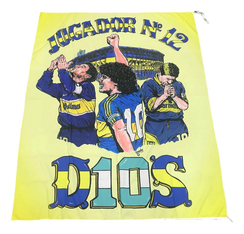 Bandera. Telon Maradona. Jugador Numero 12. Boca Juniors