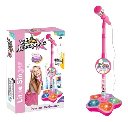 Micrófono Inalámbrico Con Pedestal Y Luces LED, Para Niños Y Niñas, Karaoke Portátil Con Altavoz Incluido