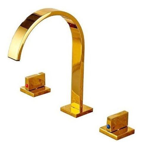 Torneira Misturador Luxuosa Banheiro Duplo Comando Gold Ouro