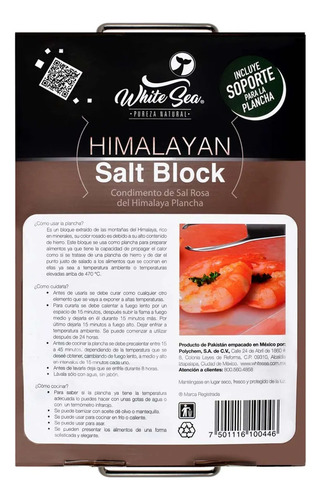 Plancha De Sal Rosa Del Himalaya White Sea Con Soporte 7kg