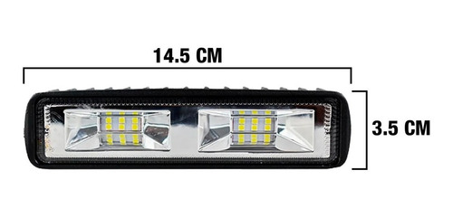 Imagen 5 de 10 de 2 Faro Auxiliar 12 Led Barra Rectangular Off Road 4x4 Auto